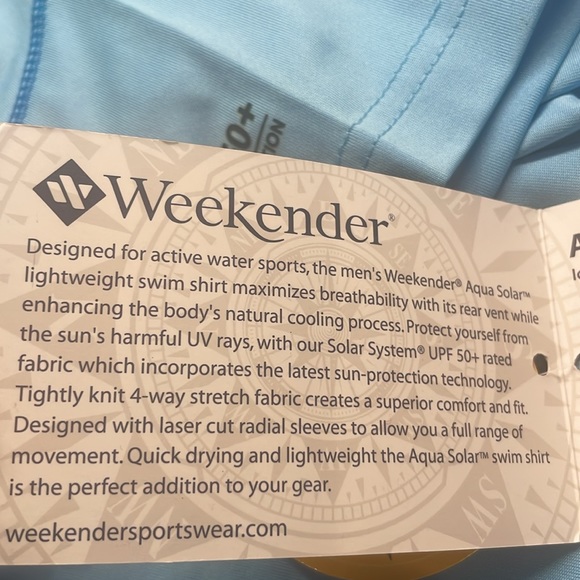 Weekender Rash guard performance athletic top aqua solar short sleeve sky blue S - Picture 10 of 10